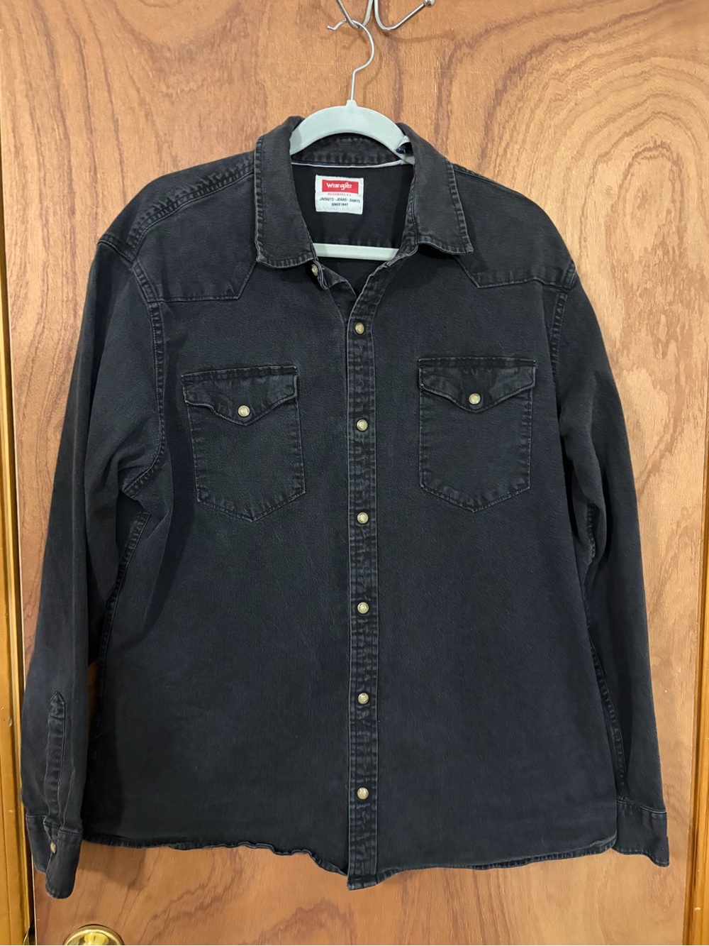 Wrangler Black Long-Sleeve Button-Front Western Shirt XL